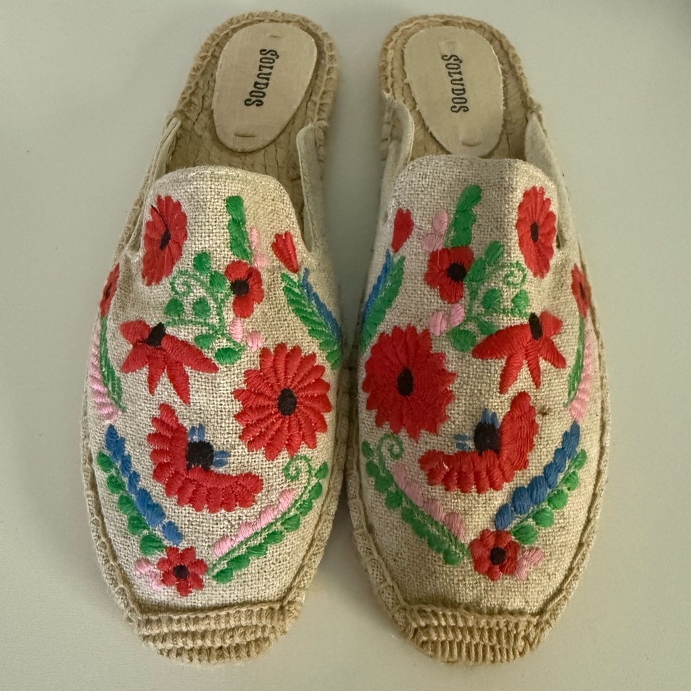 Soludos Ibiza Embroidered Espadrille Slides sz8